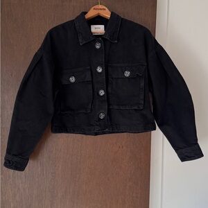 Bershka Black Denim Cropped Jacket (Size M)